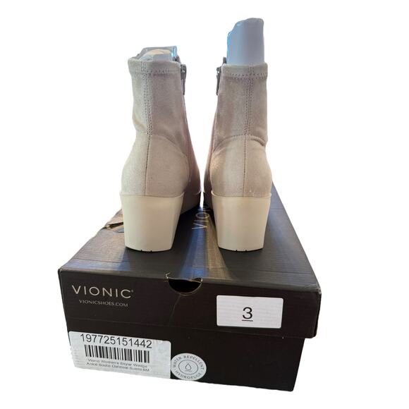 Vionic Women's Oatmeal Suede Skylar Comfort Wedge Short Boots Size 6 - Picture 8 of 11